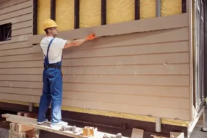 Siding remodeling services in Vancouver WA during exterior wall installation