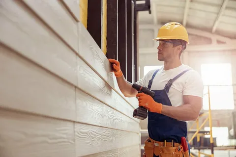 Professional contractor aligning new exterior siding during a home renovation project for Siding Remodeling Services in Vancouver, WA